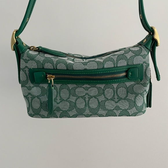 Coach Handbags - COACH Demi Signature Jacquard Shoulder Bag Green